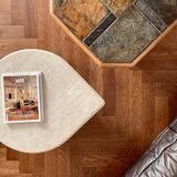 Vintage oak and slate coffee table