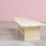 Architectural coffee table from the 70s in modernist travertine