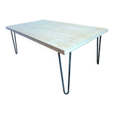 Table basse en bambou massif et pieds en acier
