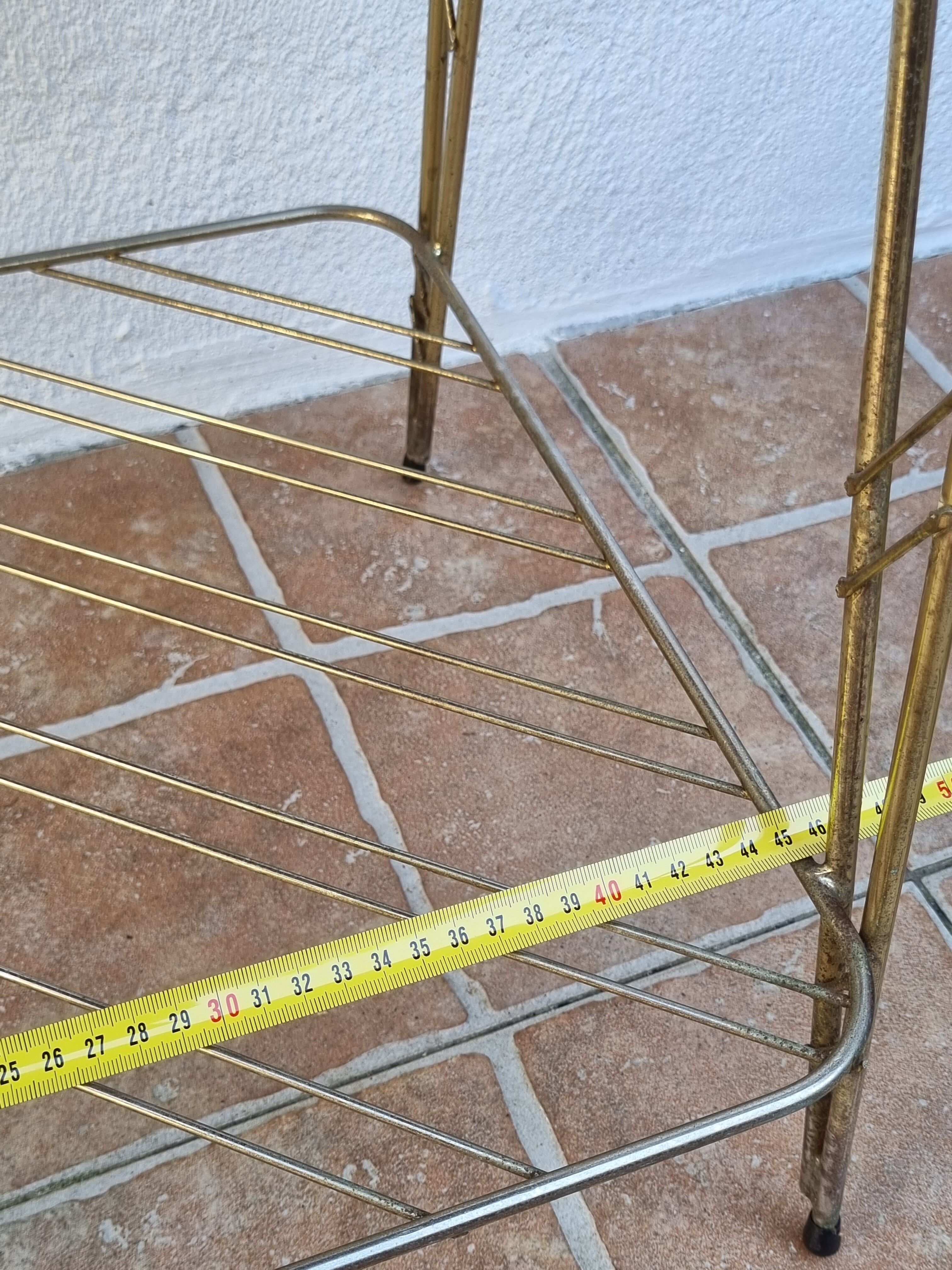 Side table, vintage "Eiffel" service with two metal and wood tops