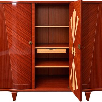 Varnished wooden wardrobe with marquetry