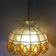 Vintage 1960s/70s mother-of-pearl pendant lampshade with collar