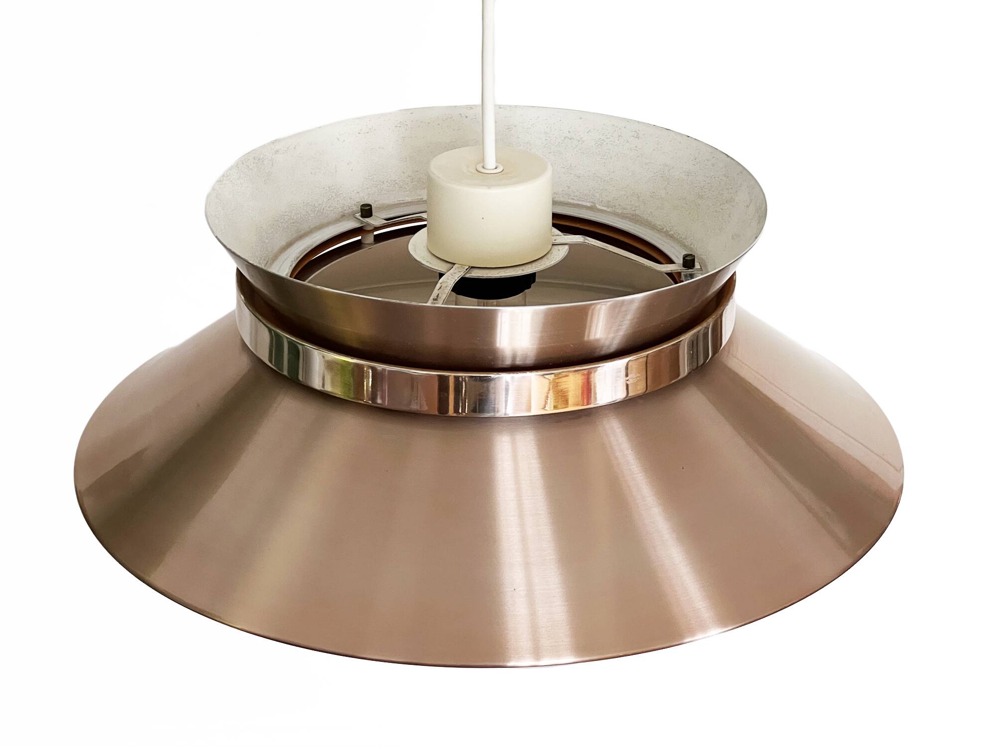 Copper colored aluminium pendant light by Carl Thore for Granhaga Metall. Sweden 1970s