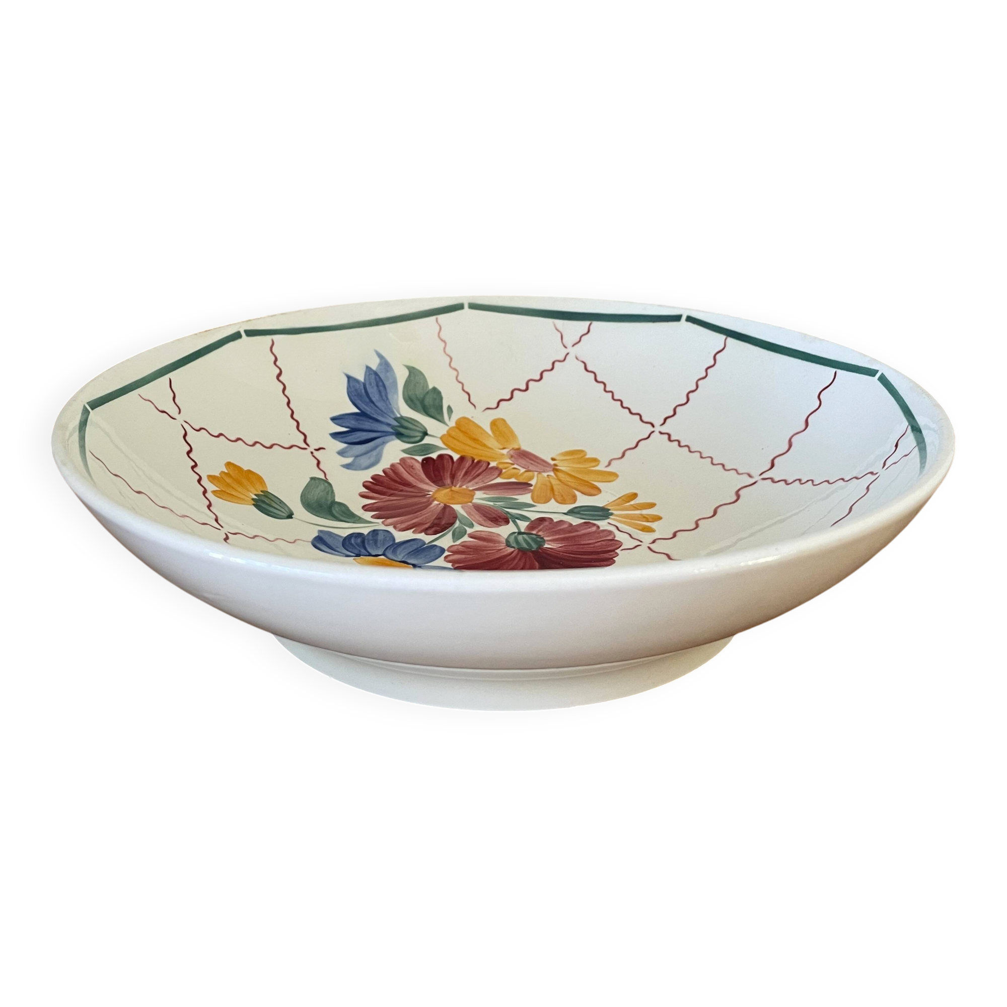 Antique compote dish in earthenware from Choisy-le-Roi.