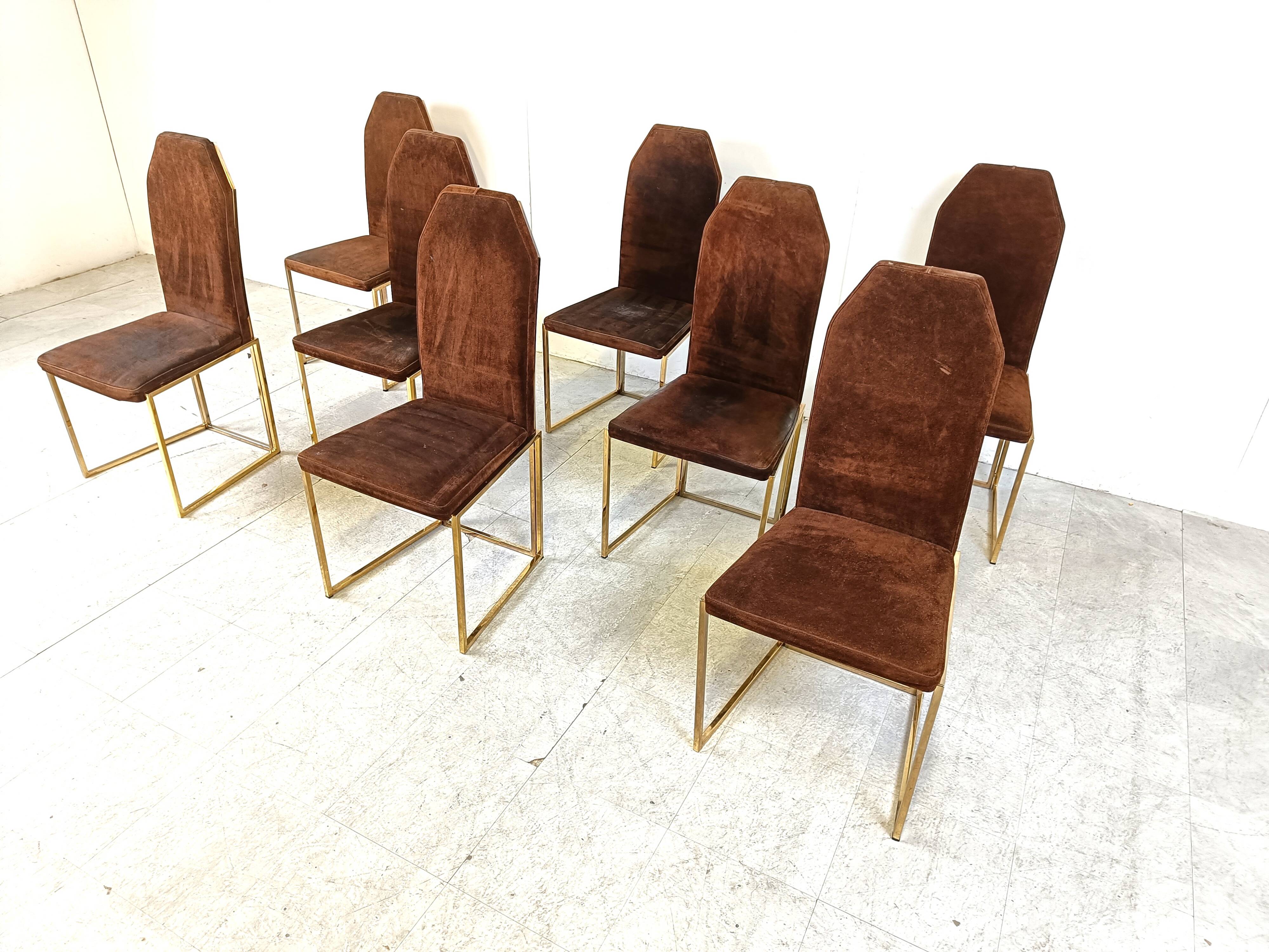 Vintage brass dining chairs by Belgo chrom, 1970s