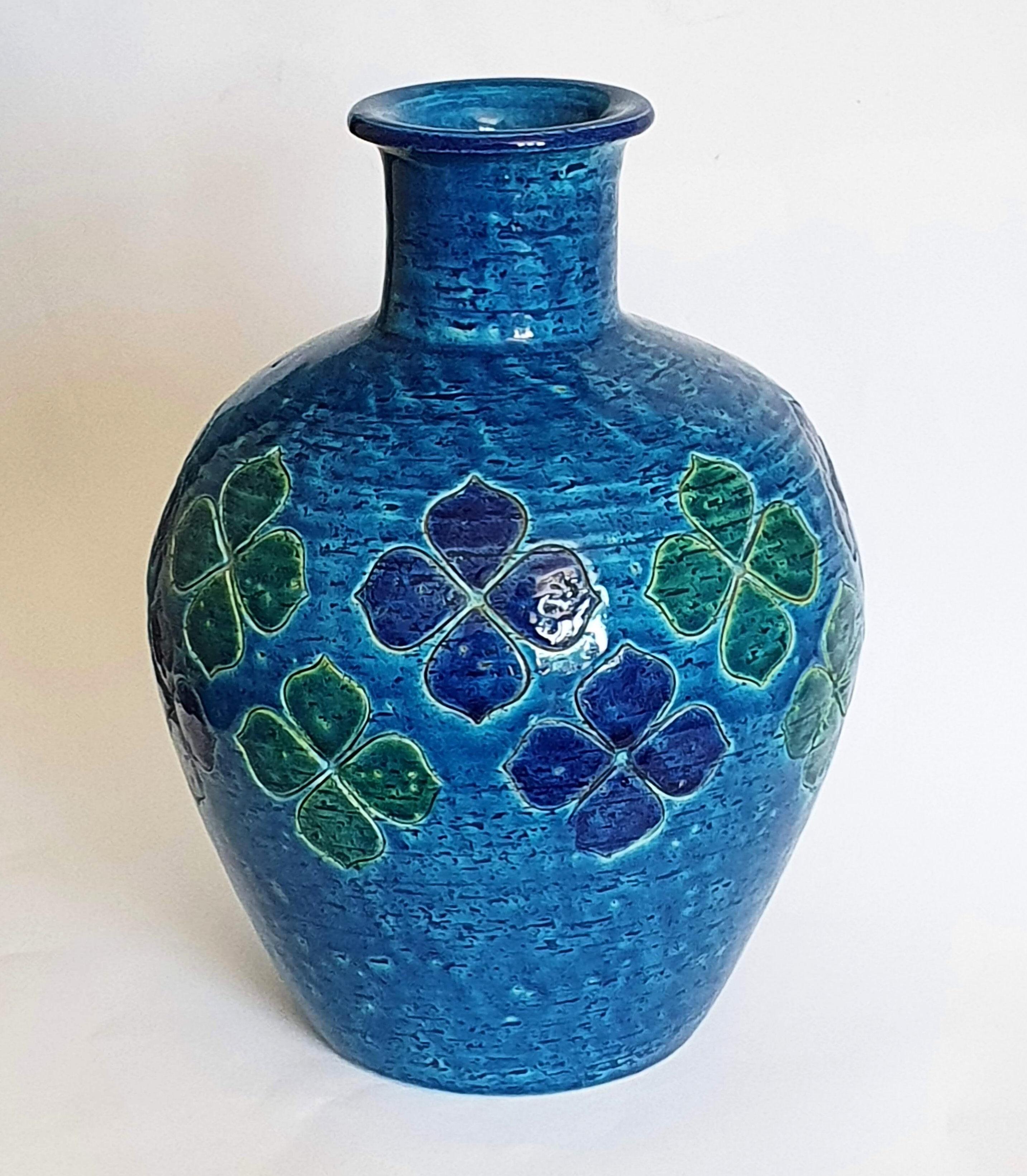 Blue vase 60s Aldo Londi Italy