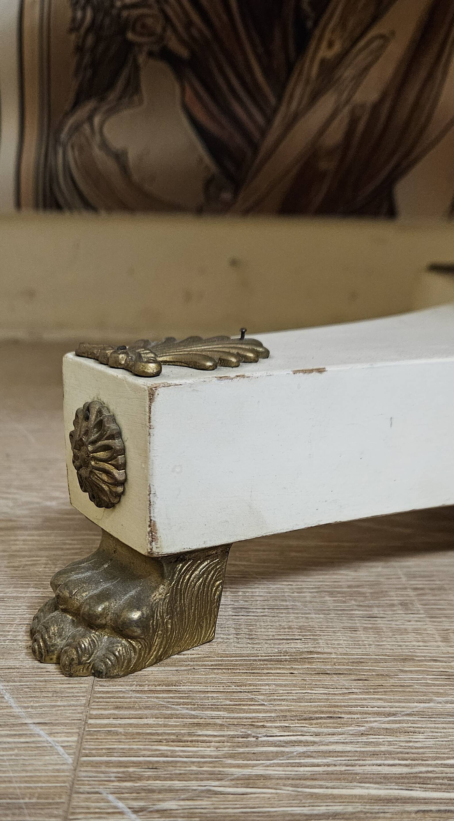 Lacquered wooden side table, marble and bronze – Empire style, 20th century