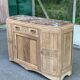 Art Deco vintage Parisian buffet renovated in solid oak and pink marble from the 1930s.