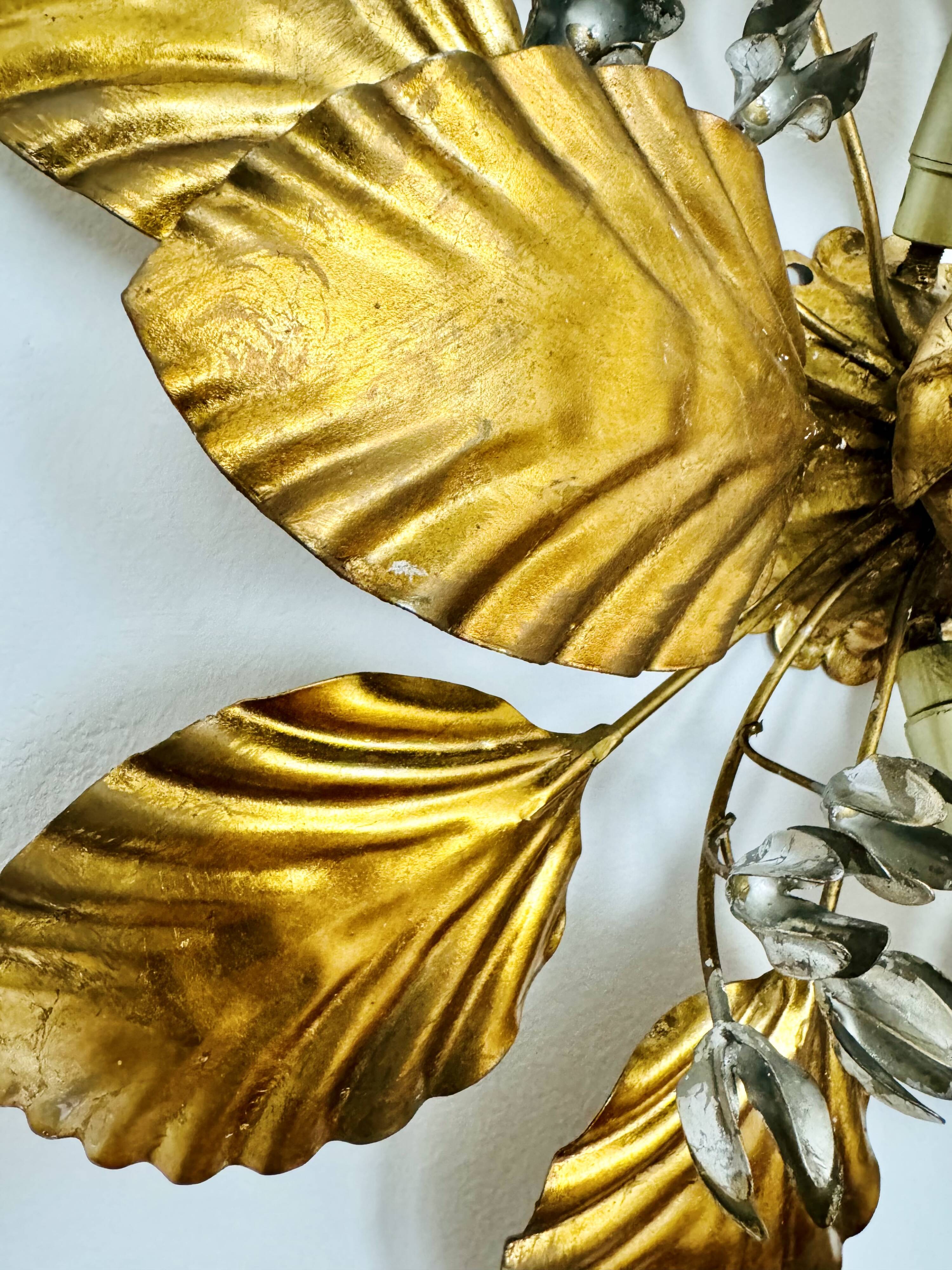 Floral Hollywood Regency Wall or Ceiling Lamp by Hans Kögl