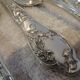 12 silver plated soup spoons by Boulenger, Art Nouveau Chardons