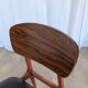 Vintage Mid-Century Wooden Dining Chair with Black Leather Seat