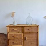 Vintage rattan chest of drawers