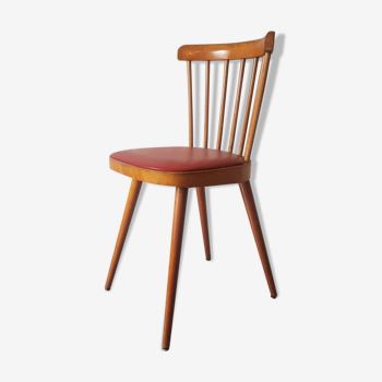 Chaise vintage baumann bois et assise rouge