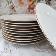 Set of 11 flat plates in porcelain Bavaria beige bordered gold model Jutta