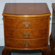 Art Deco Walnut Burl Bedside Tables, Set of 2