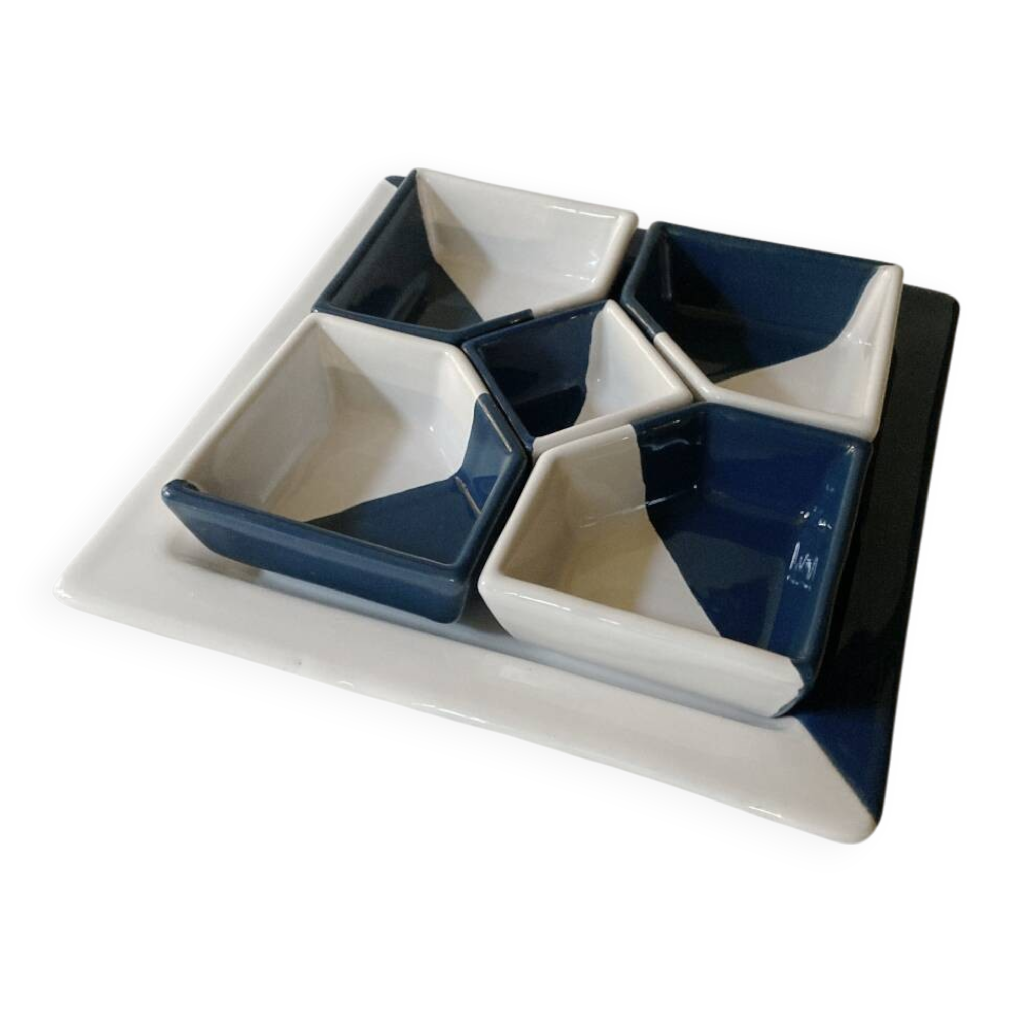 Hand-painted ceramic serving tray or aperitif platter