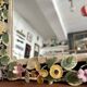 Italian wall mirror in polychrome floral metal, 1950s