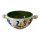 Ceramic soup bowl with blue flower decoration – handmade