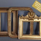 Nineteenth century frame gilded stucco wood decoration of roses 34x27 foliage 30.8x24.2 cm SB