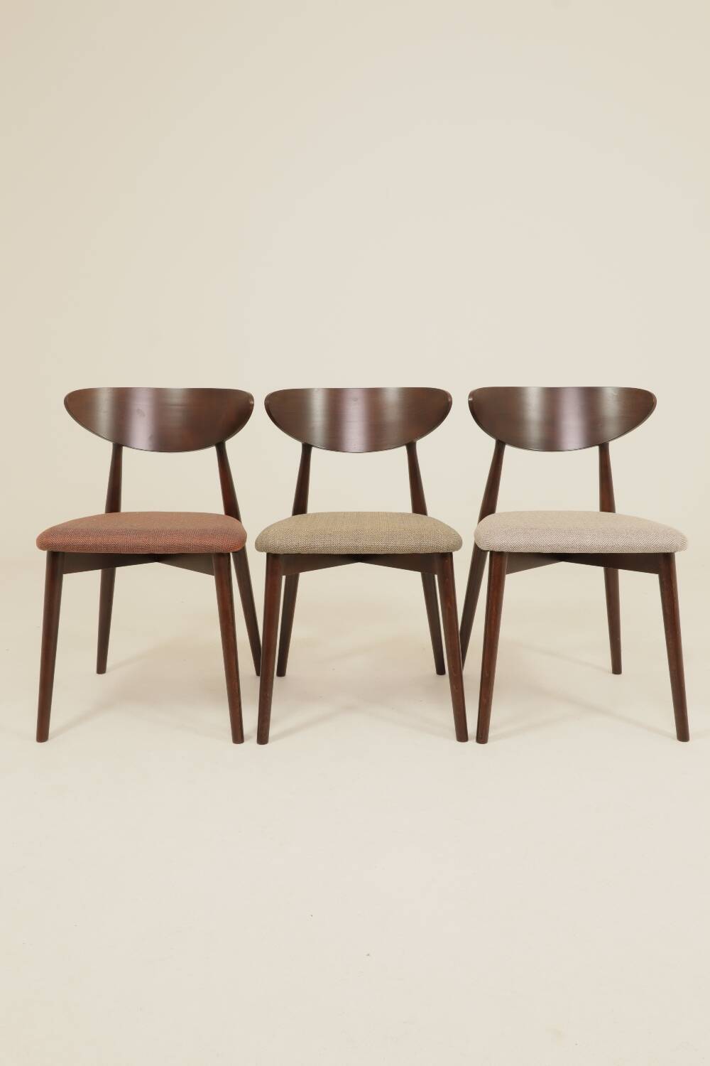 Set of 4 Modern Beech Wood Dining Chair, Herringbone red fabric
