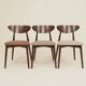 Set of 4 Modern Beech Wood Dining Chair, Herringbone red fabric