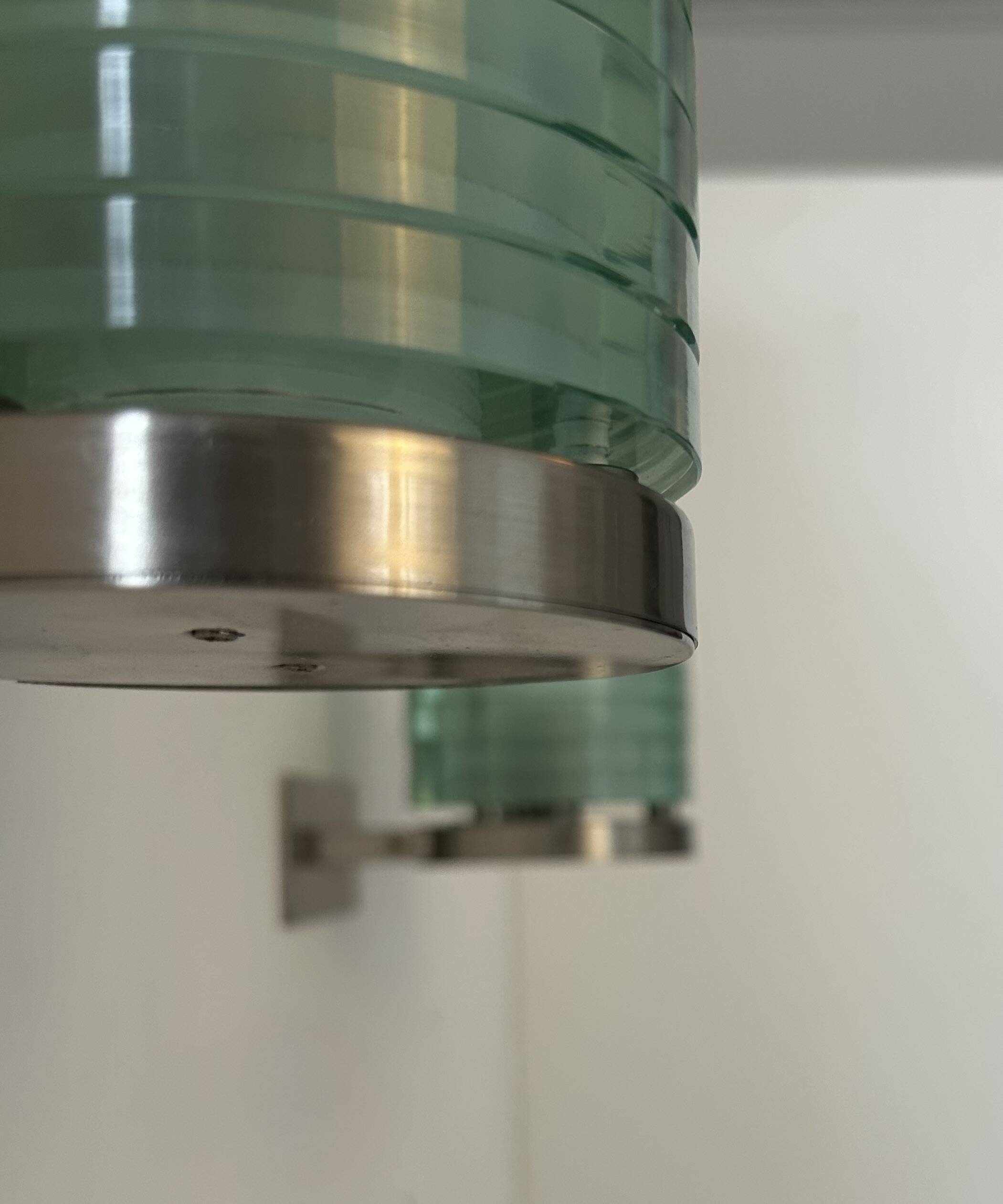Pair of vintage post-modernist wall lights, glass and metal, Belgium, 1990