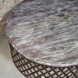 Table basse ronde en bois avec pieds métal