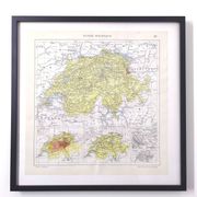 Vintage map of Switzerland in colour 43x43cm from 1950.