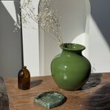 Cendrier en céramique vernissée turquoise et brune en forme de fer à cheval