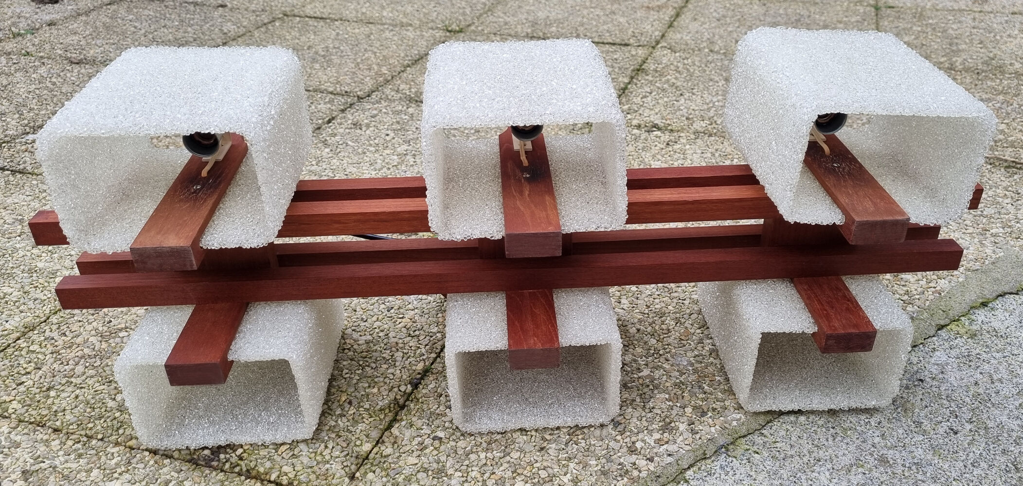 Scandinavian vintage suspension 60s, 6 fires, teak and perplexed