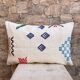 Handmade Moroccan Cushion Cover (60x40 cm) White, Kilim Rug Cushion Cover.