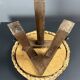 Midcentury braided rope tripod stool in the style of Audoux & Minet, 1950s