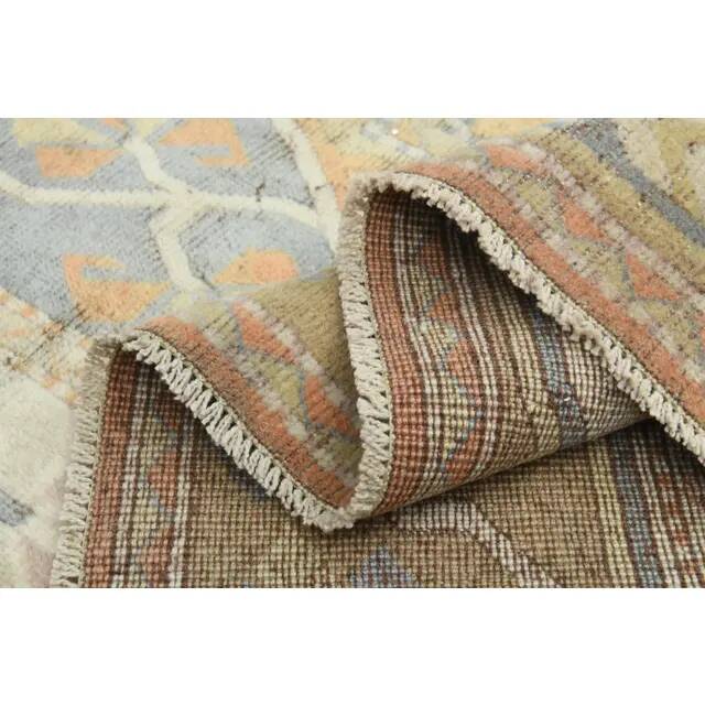 1970s Vintage Turkish Oushak Handmade Wool Cotton Orange Area Rug 198X287