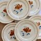 6 vintage flat plates from Sarreguemines - Rose pattern