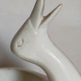 Empty pockets bird soap holder white ceramic Art-deco