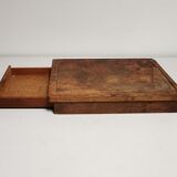 Ancienne planche à découper en bois avec tiroir pour les couteaux . billot ...