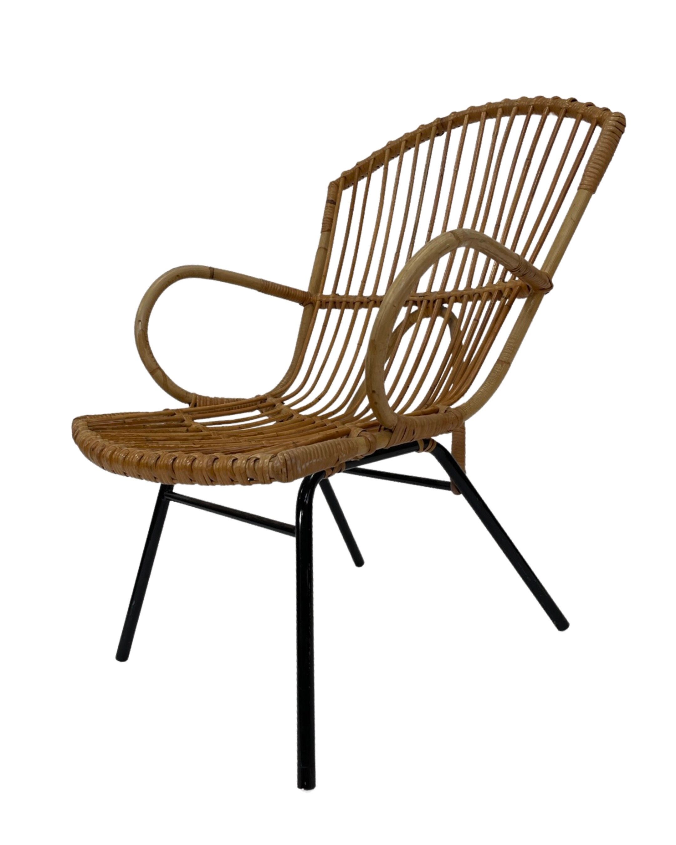 Vintage rattan chair by Dirk van Sliedregt Rohe Noordwolde 1960 in the Netherlands