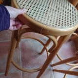 Bar stool caned curved wood