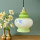 Suspension globe vintage en opaline blanche et verte