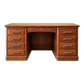 Bureau ministre à caissons – Époque Napoléon III – Noyer massif