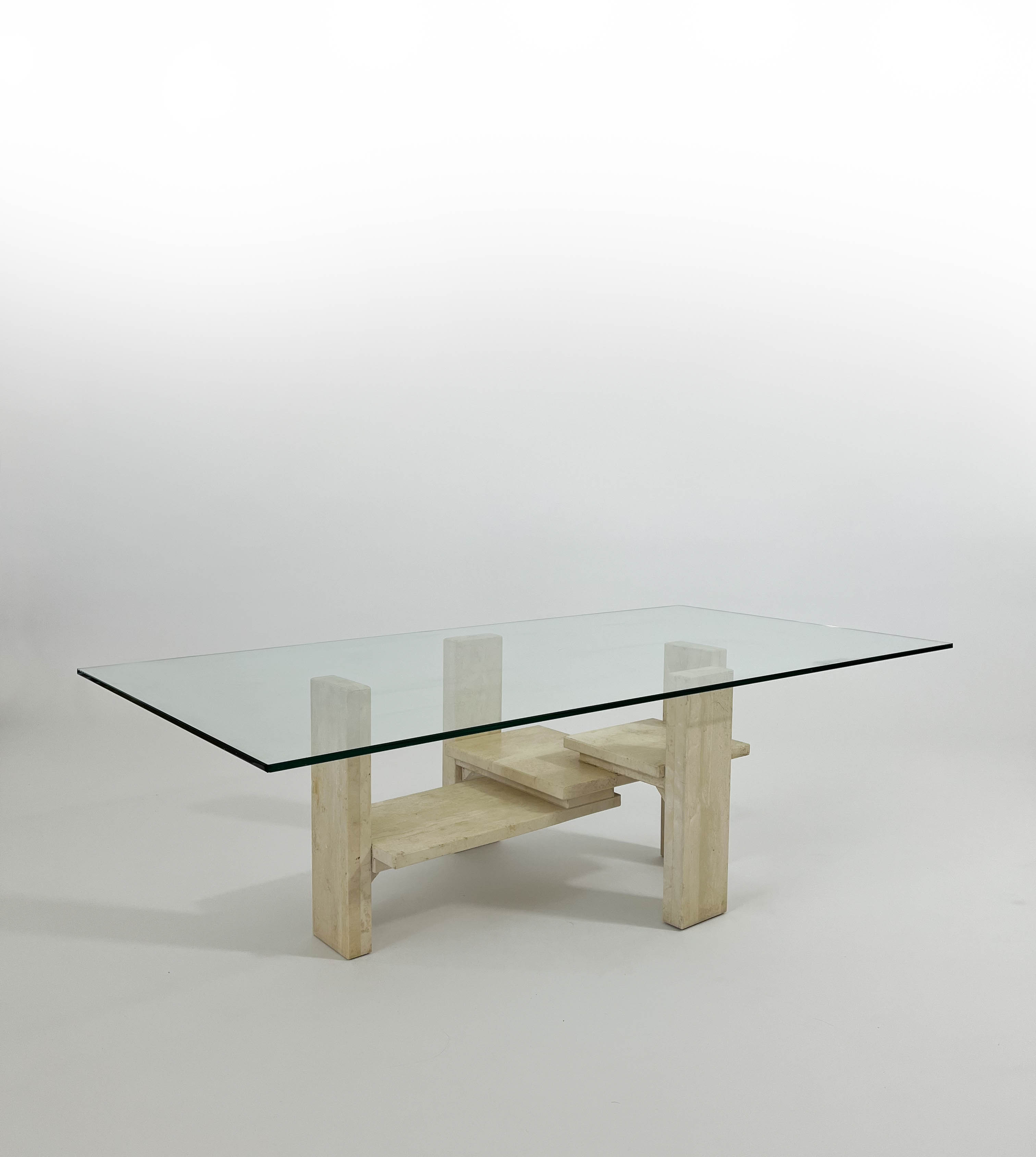 Travertine coffee table by Willy Ballez