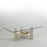 Travertine coffee table by Willy Ballez