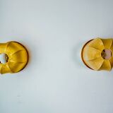 Paire d'appliques "cocoon", résine et pin, italie, 1970