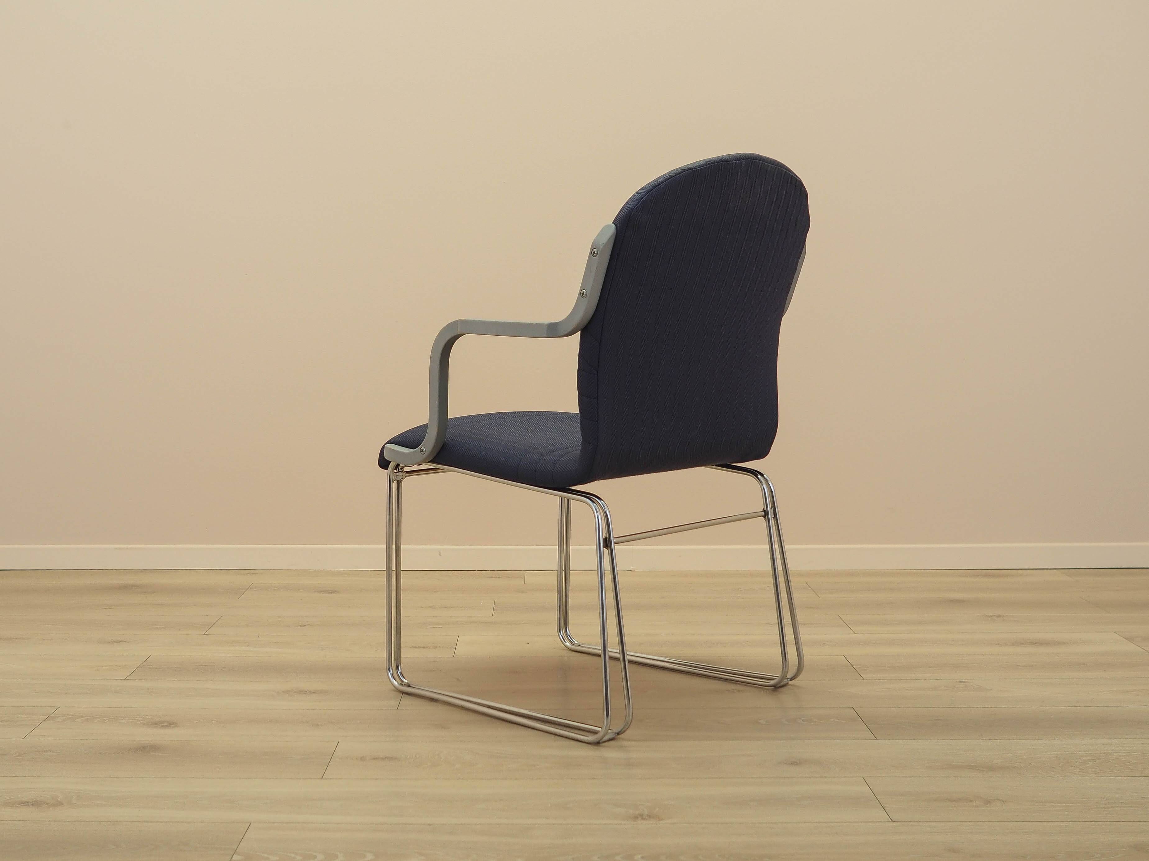 Italian cantilever chair 1990s blue fabric upholstery