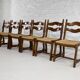 Set of 6 1950s chairs in wood and straw