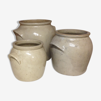 Lot of 3 old sandstone pots