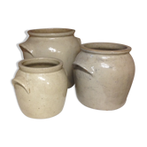 Lot de 3 pots anciens en grès