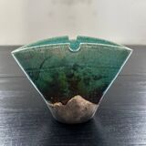 Fan vase in turquoise raku