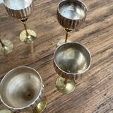 9 verres ancien en métal argenté et laiton