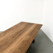 Refectory table in solid pine and beech, with X-shaped legs.